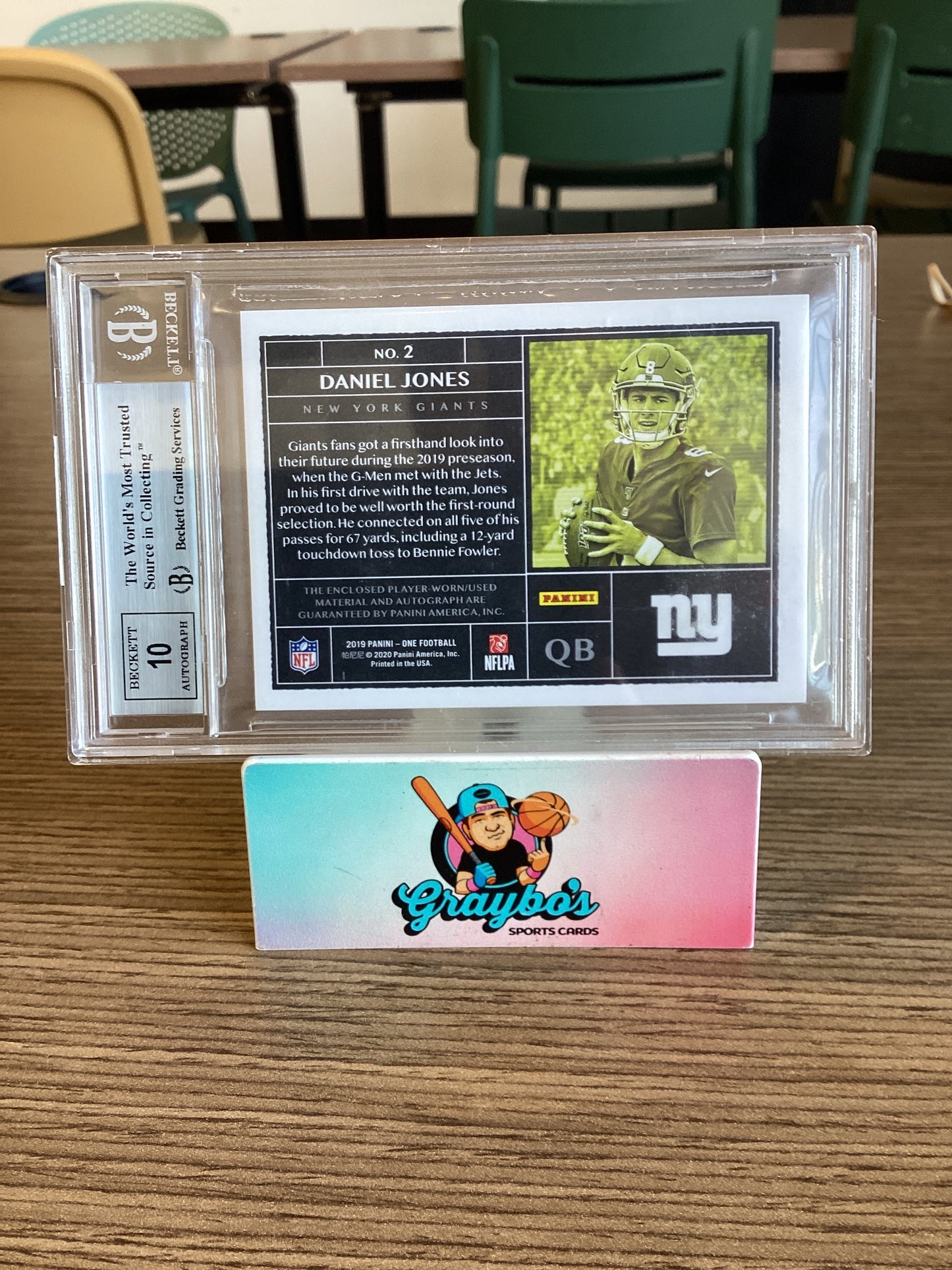 2019 Panini One Blue Daniel Jones JSY #2 AU/99 /99 BGS 9