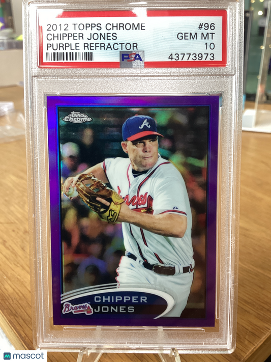 2012 Topps Chrome Chipper Jones #96 Purple Refractor PSA 10