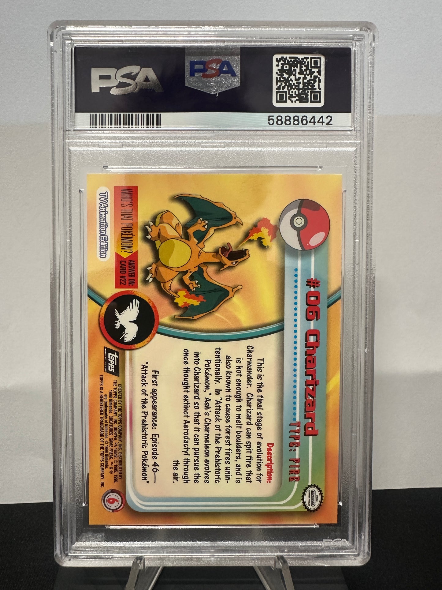 1999 Topps Pokemon TV Charizard #6 PSA 9