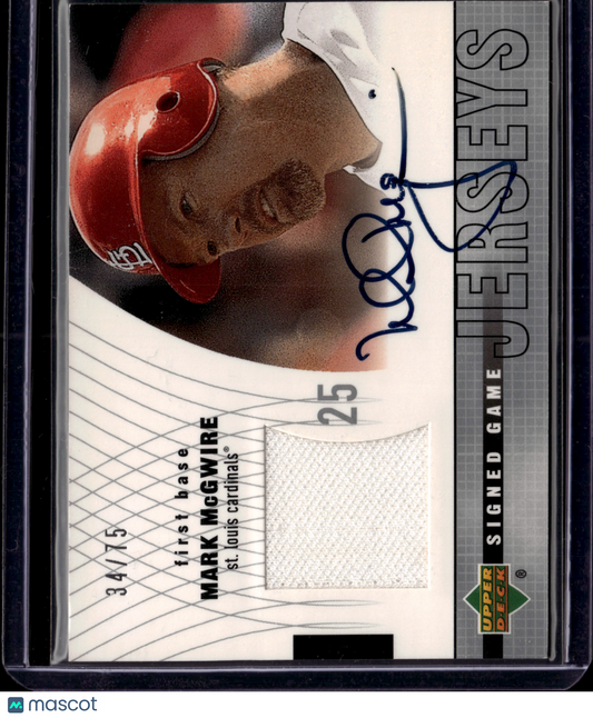 2001 Upper Deck SP Game Used Edition Mark McGwire Autograph Game Used Jersey /49