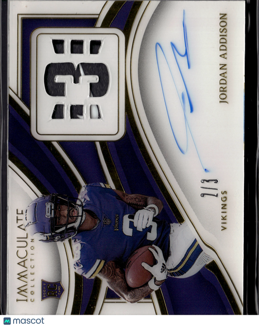 2023 Panini Immaculate Collection Jordan Addison Patch Auto #INA-JAN RC 2/3