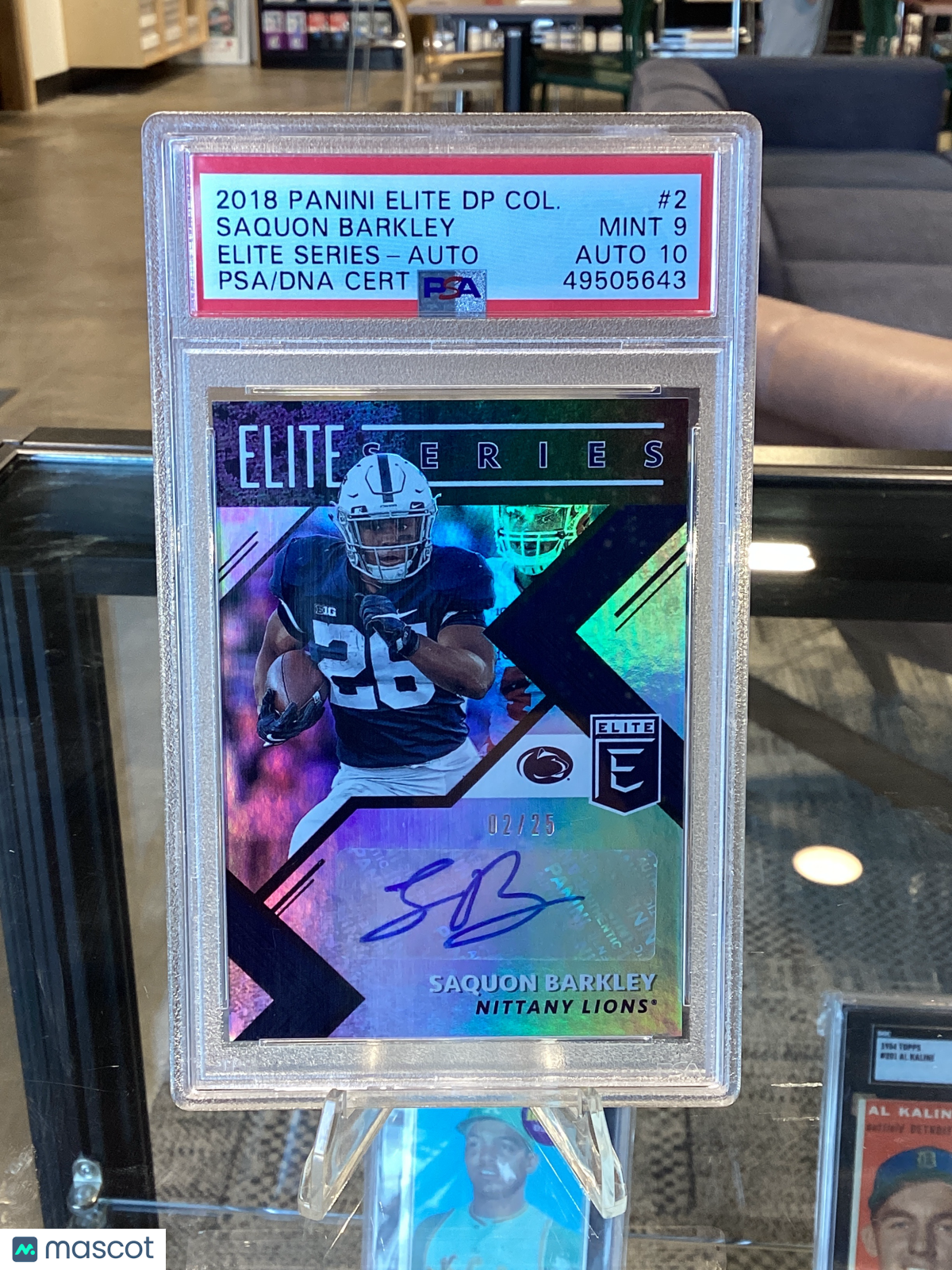 2018 Panini Elite Draft Picks Collegiate Saquon Barkley Auto /25 #2 Auto PSA 9