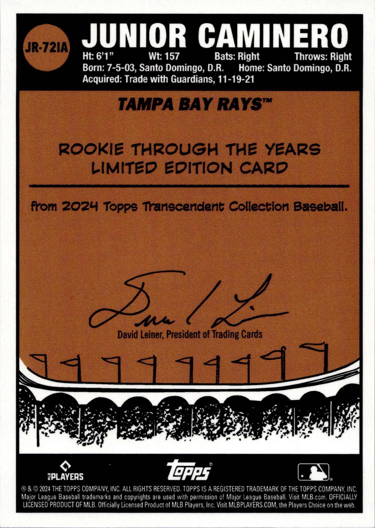 2024 Topps Transcendent Collection Through The Years Junior Caminero 100/100