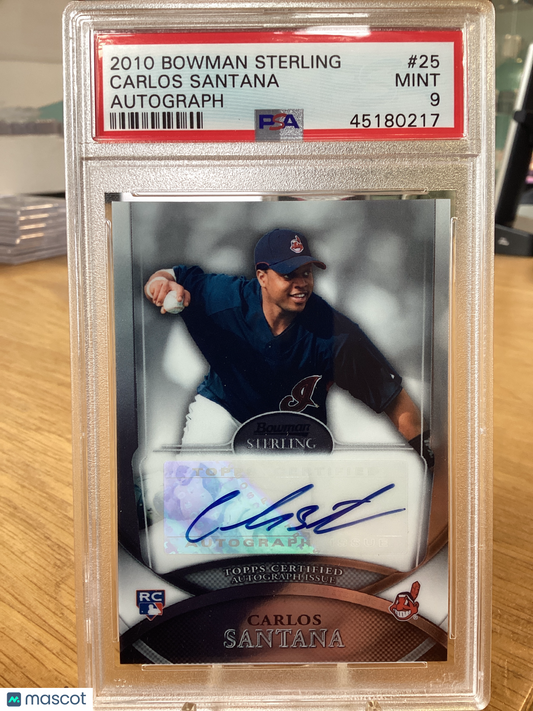 2010 Bowman Sterling Carlos Santana #25 Autograph PSA 9