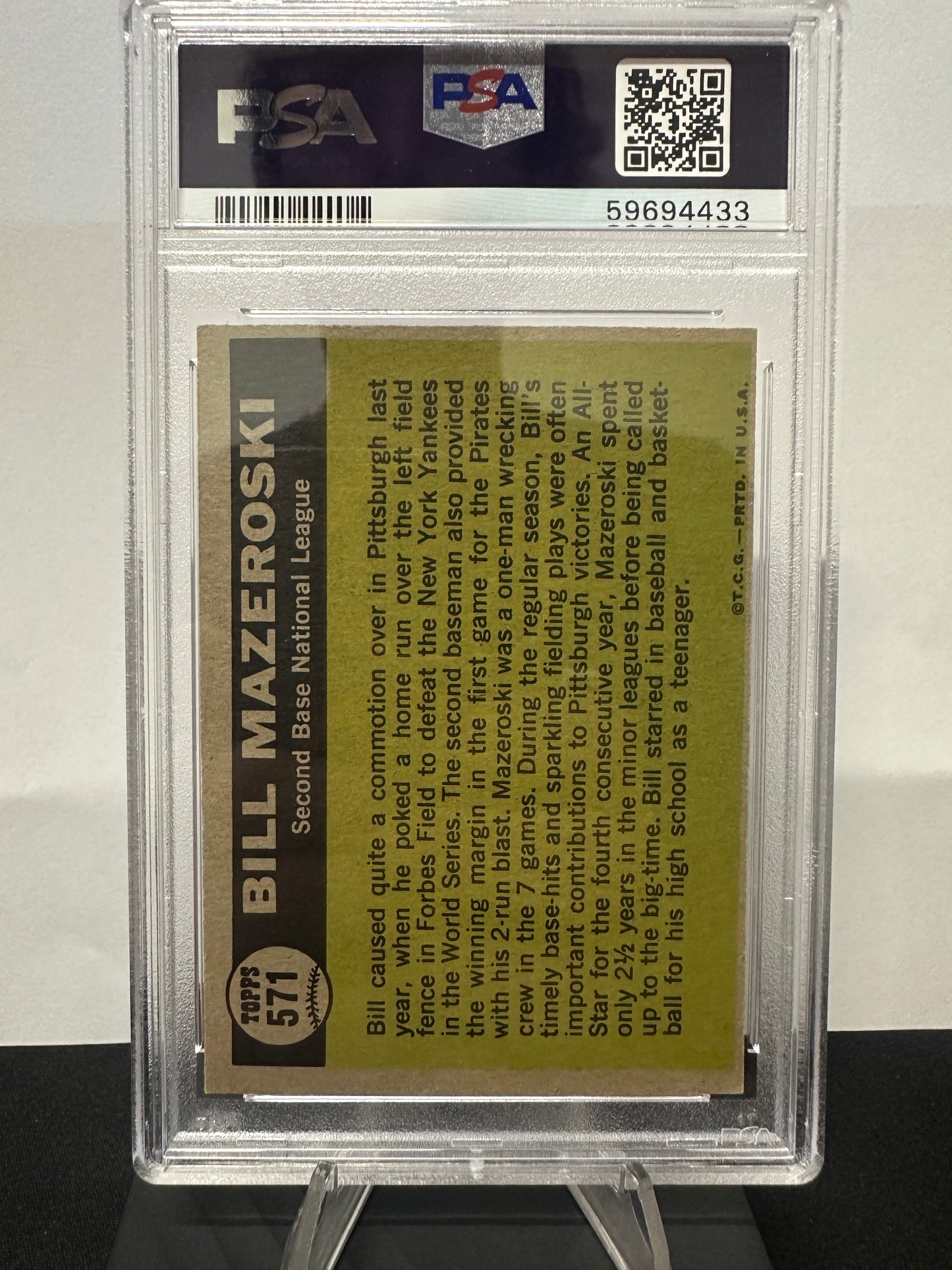 1961 Topps Bill Mazeroski #571 All Star PSA 4