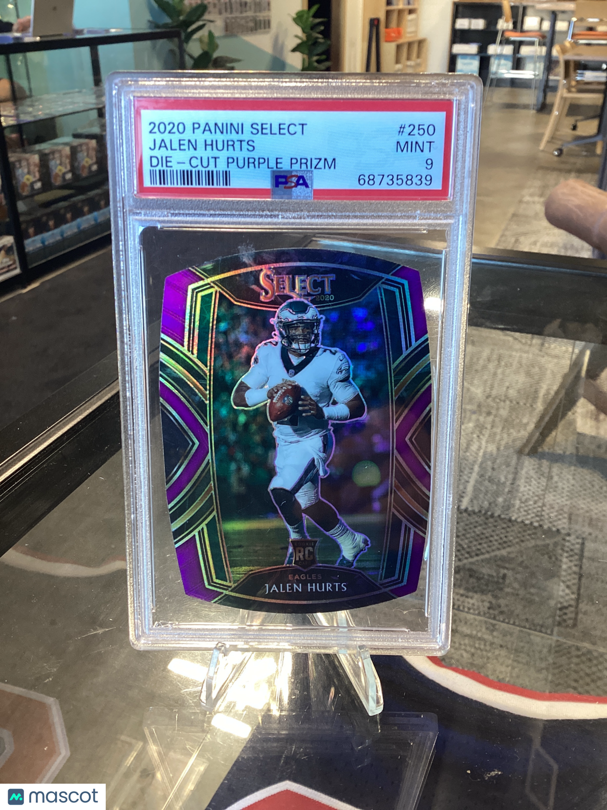 2020 Panini Select Jalen Hurts #250 Die Cut Purple Prizm PSA 9