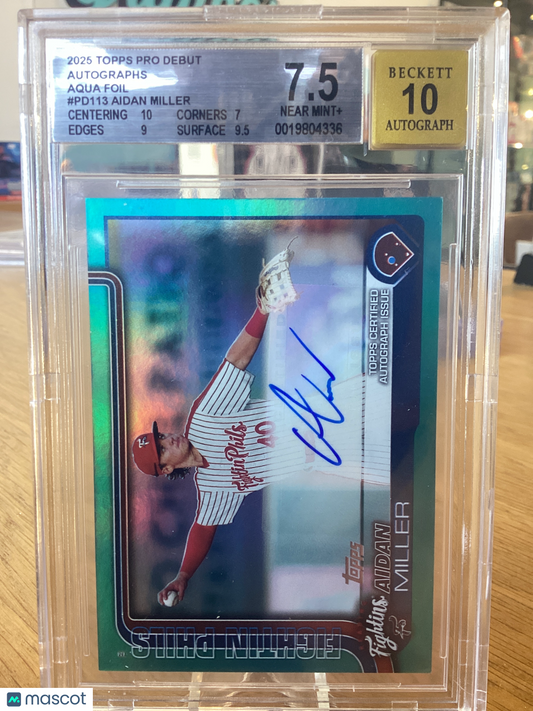2025 Topps Pro Debut Autographs Aqua Foil Aidan Miller #PD113 BGS 7.5