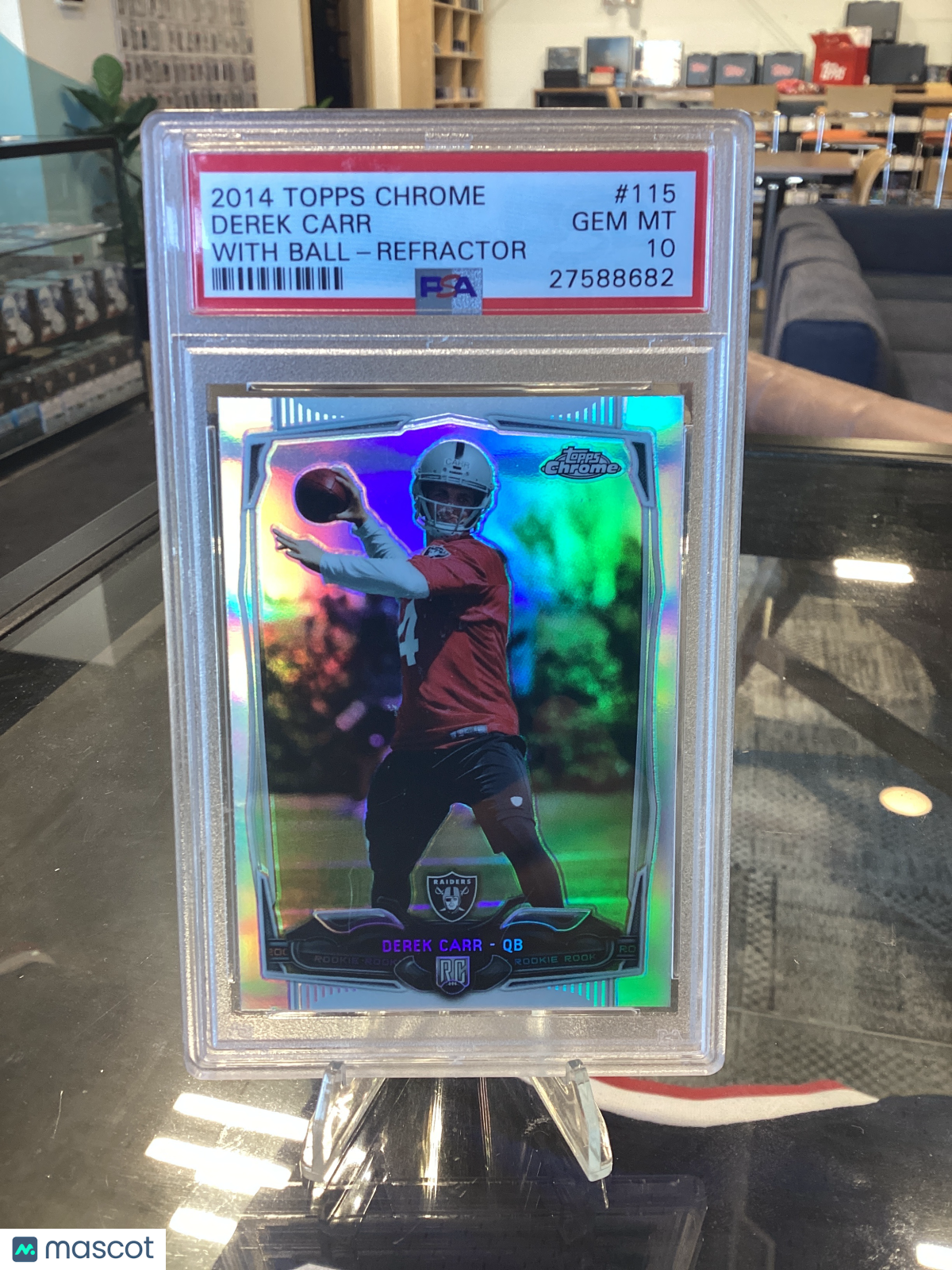 2014 Topps Chrome Derek Carr #115 With Ball Refractor PSA 10