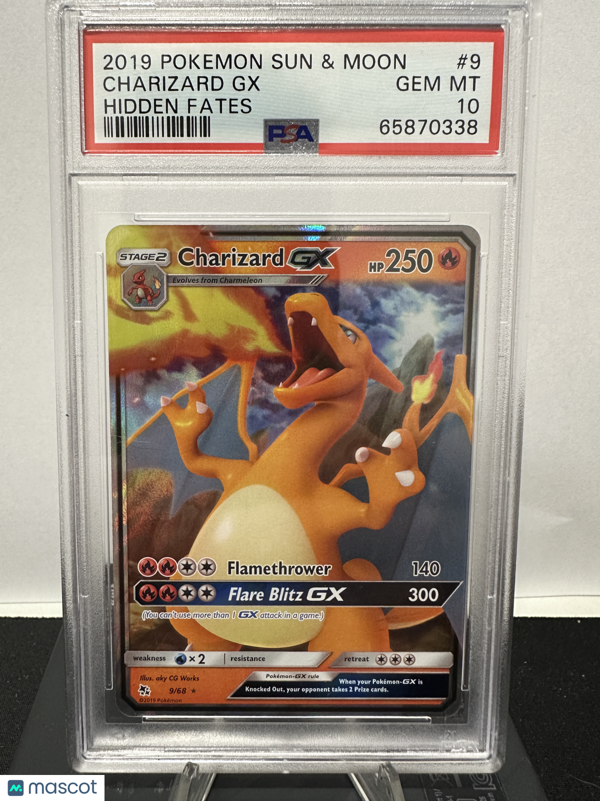 2019 Pokemon Sun & Moon Hidden Fates Charizard GX Hidden Fates PSA 10 #9
