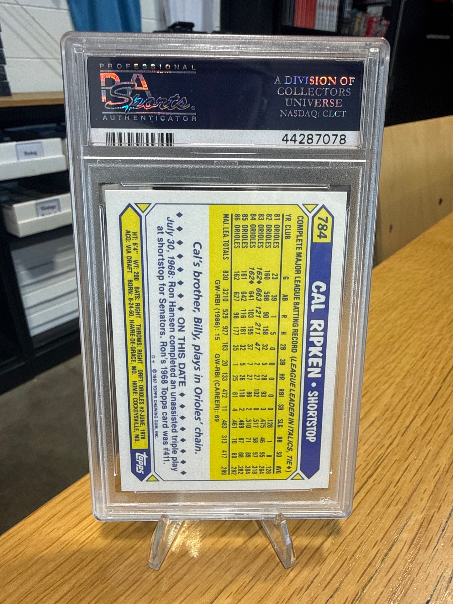 1987 Topps Tiffany Cal Ripken JR. #784 PSA 10