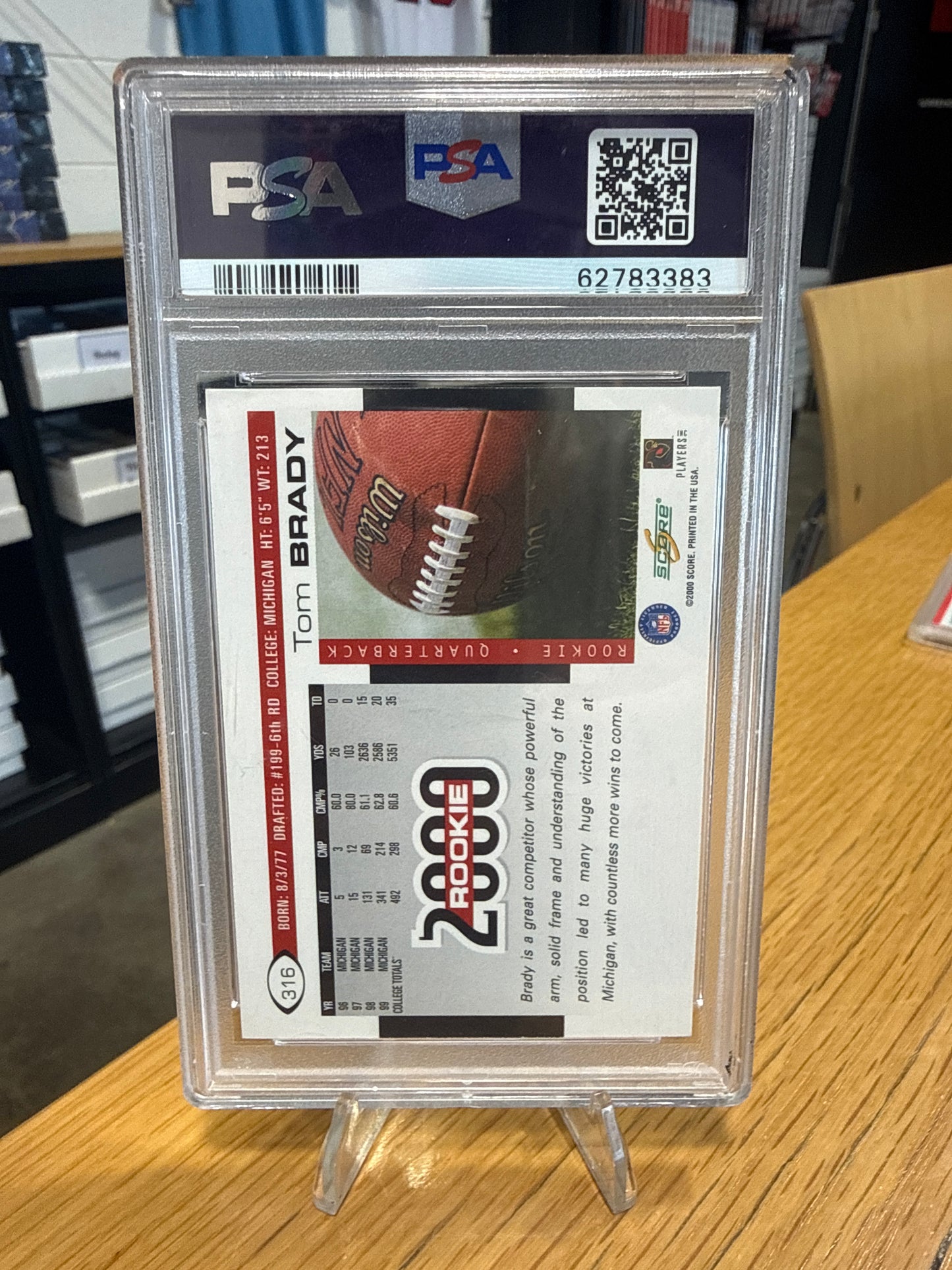 2000 Score Tom Brady #316 PSA 8