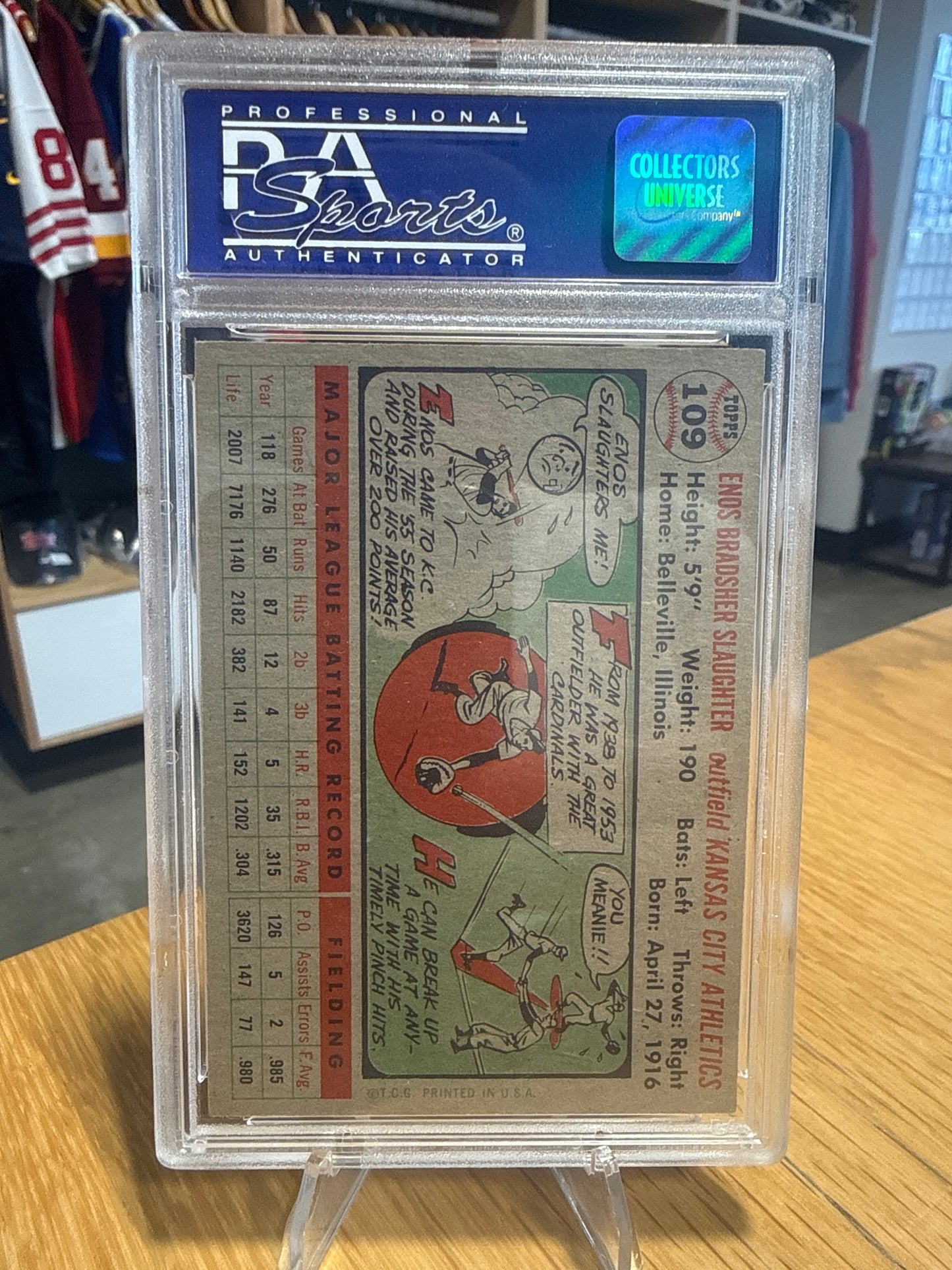 1956 Topps Enos Slaughter #109 Gray Back PSA 6