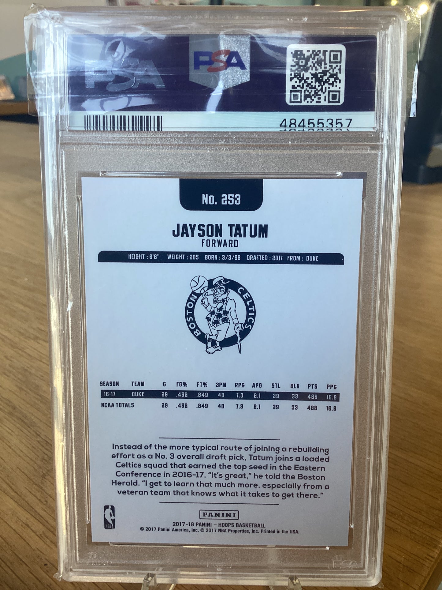 2017 Panini Hoops Jayson Tatum #253 PSA 10