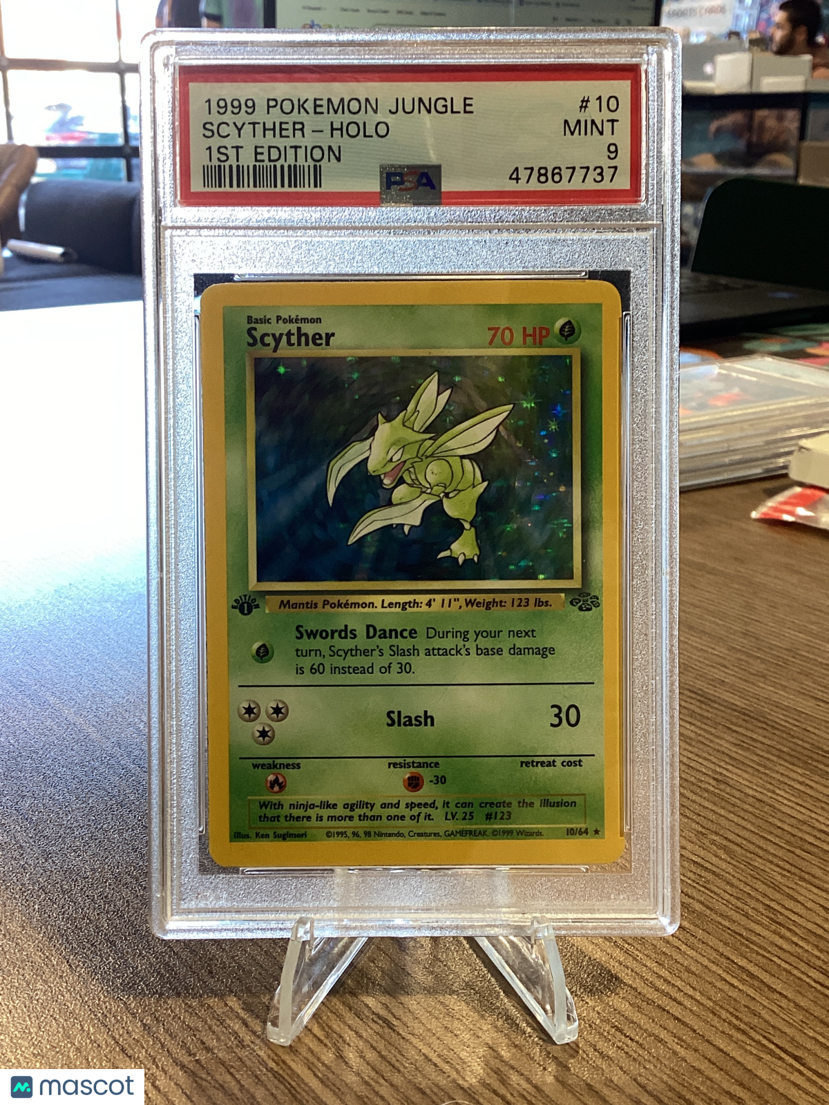 1999 Pokemon Jungle Scyther #10 1ST Edition PSA 9