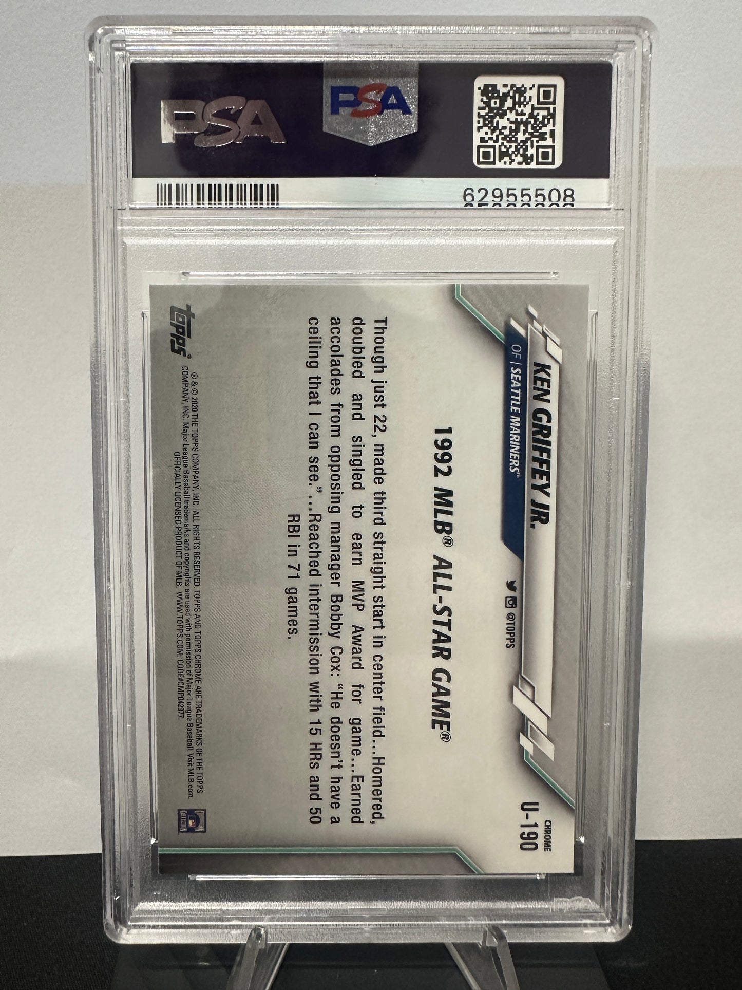 2020 Topps Chrome Update Sapphire Edition Ken Griffey JR. #190 PSA 10