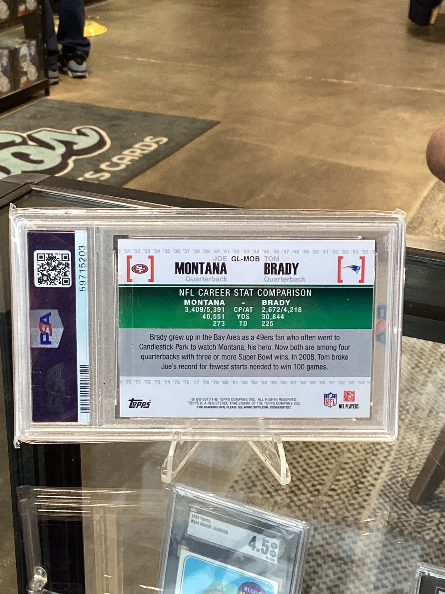 2010 Topps Gridiron Lineage T. Brady J. Montana #GLMOB PSA 9