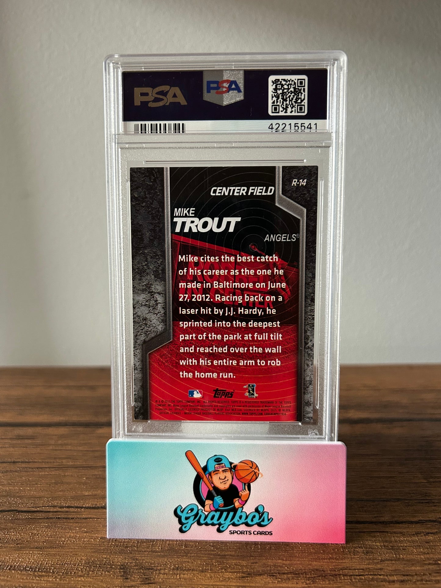 2018 Topps Arch. Sig. Ser. Mike Trout Actv. PL. ED. '15 TPS. RBD 1/1 #R-14 PSA 7