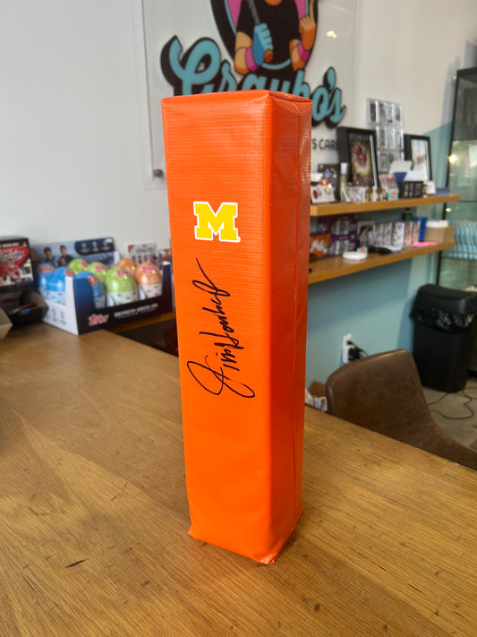 Jim Harbaugh Autographed University of Michigan Endzone Pylon