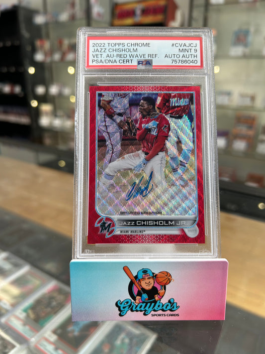 2022 Topps Chrome Jazz Chisholm Red Wave Refractor /5 PSA 9