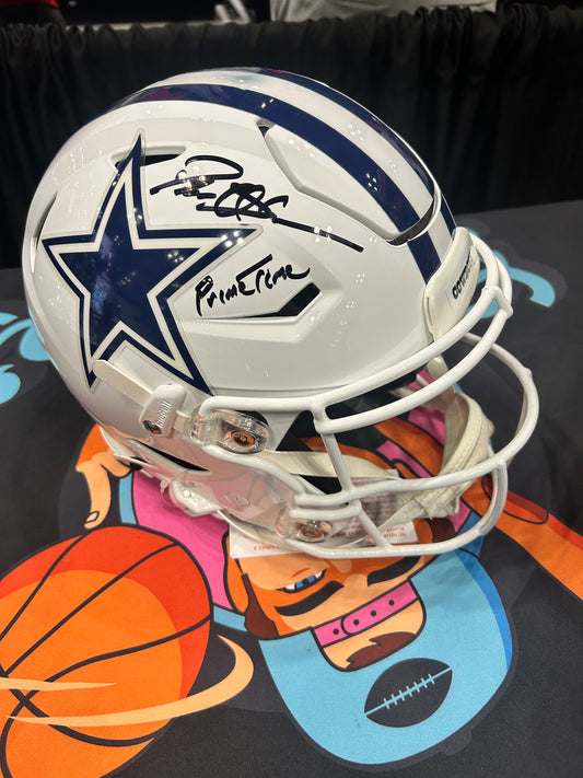 Deion Sanders Dallas Cowboys Autographed Helmet ("Primetime" Inscription)