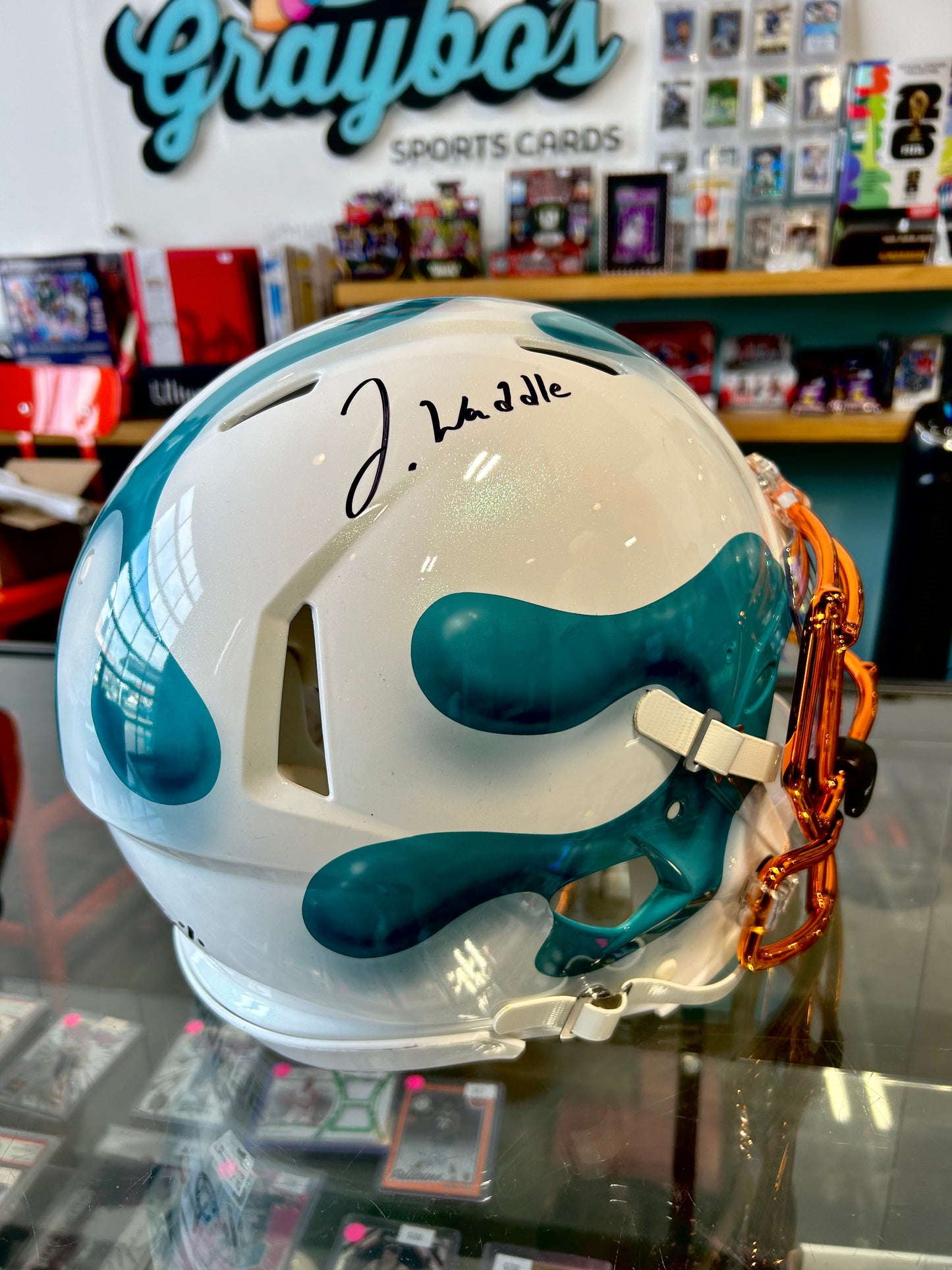 Jaylen Waddle Miami Dolphins Autographed Full Size 1/1 Art Helmet