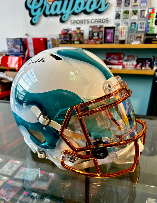 Jaylen Waddle Miami Dolphins Autographed Full Size 1/1 Art Helmet