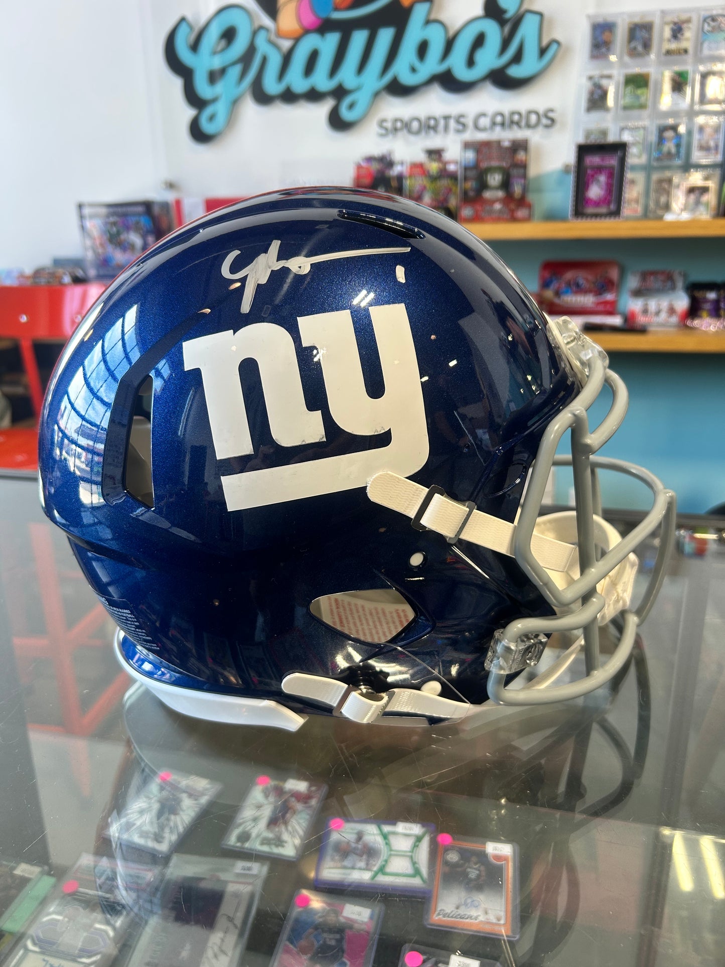 Malik Nabers New York Giants Autographed Full Size Authentic Helmet