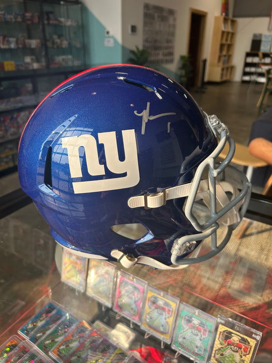 Malik Nabers New York Giants Autographed Riddell Speed Replica Helmet