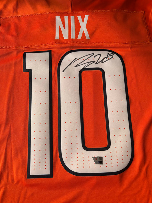 Bo Nix Denver Broncos Autographed Orange Limited Jersey