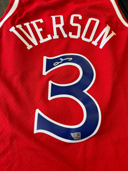 Allen Iverson Philadelphia 76ers Autographed Mitchell & Ness Red 1996-97 Swingman Jersey