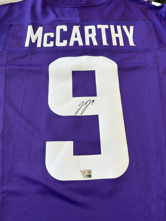 J.J. McCarthy Minnesota Vikings Autographed Nike Purple Limited Jersey