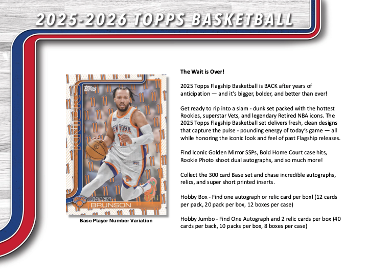 2025/26 Topps Basketball Hobby Box