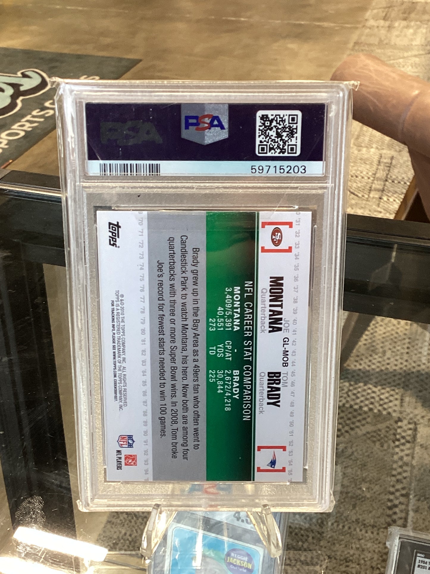 2010 Topps Gridiron Lineage T. Brady J. Montana #GLMOB PSA 9