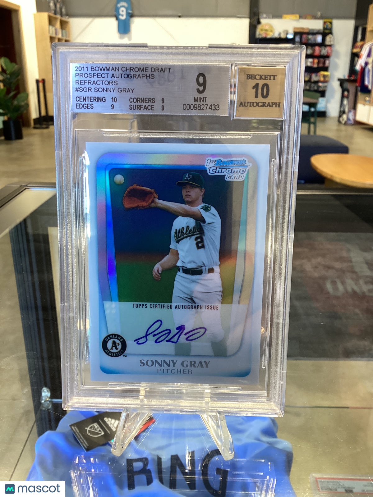 2011 Bowman Chrome Draft Prospect Autographs Refractors Sonny Gray #SGR BGS 9