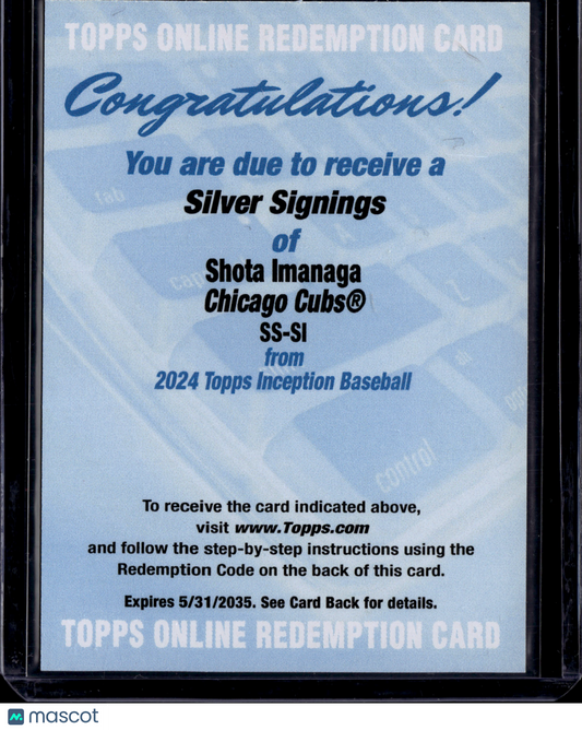 2024 Topps Inception Baseball Shota Imanaga #SS-SI Silver Signings
