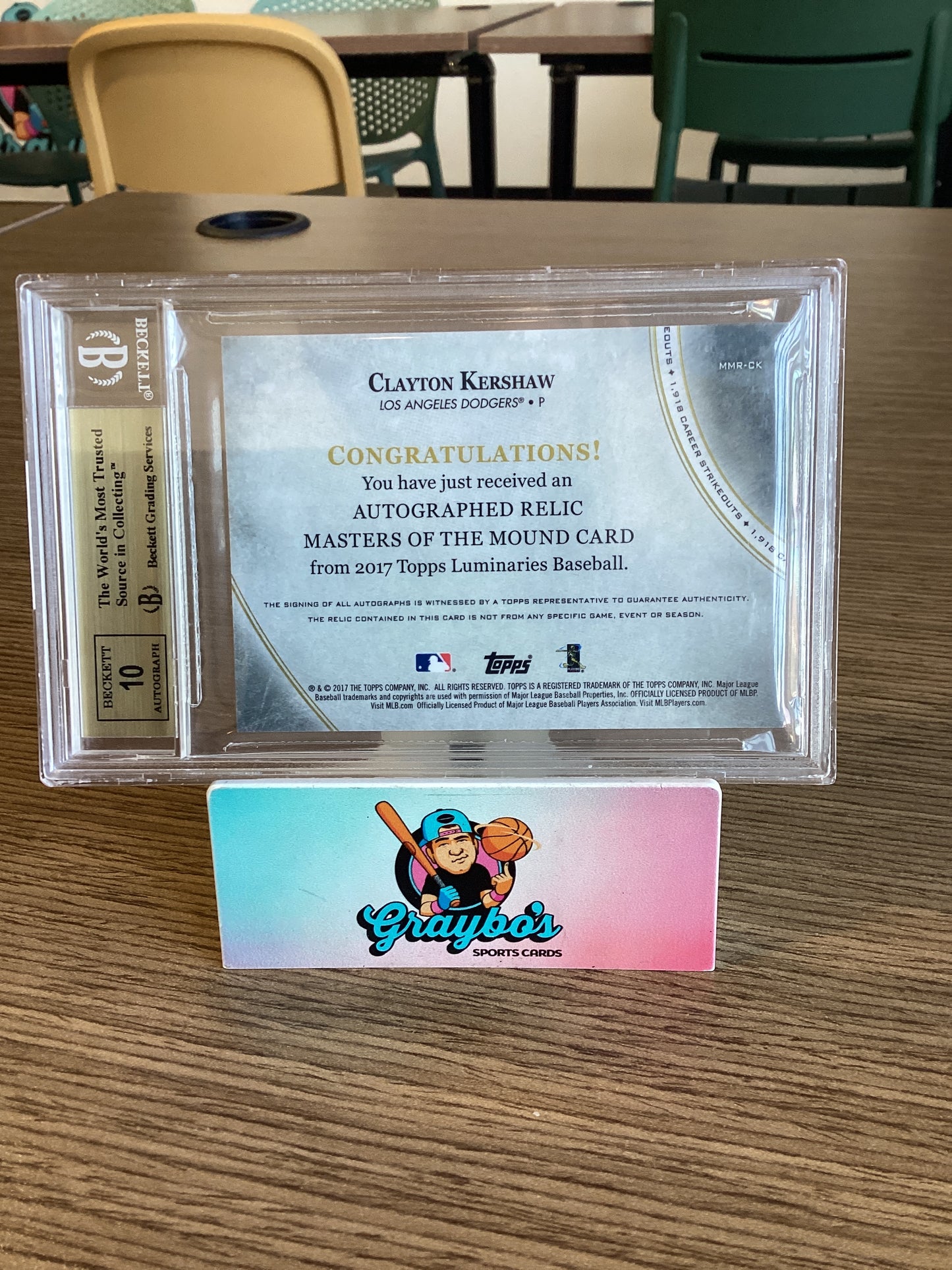 2017 Topps Luminaries MOM Relic Autographs Clayton Kershaw /15 #MMRCK BGS 9.5