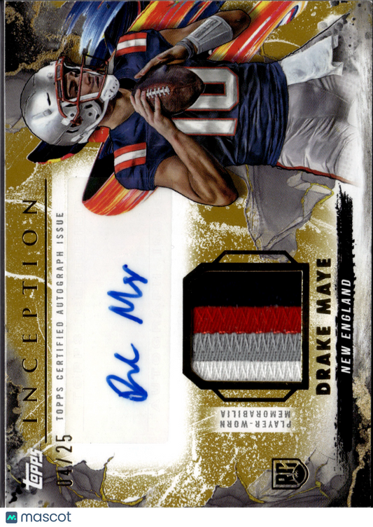 2024 Topps Inception Football Drake Maye #PPA-DM Autograph Patch 04/25
