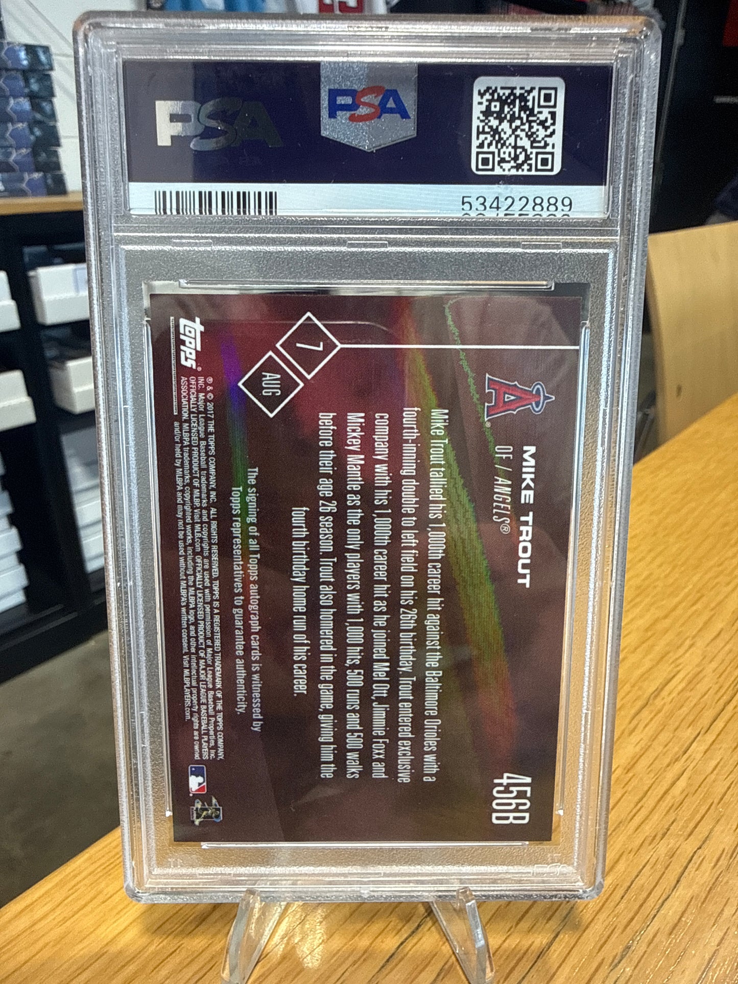 2017 Topps Now Mike Trout #456B Autograph Blue PSA 10