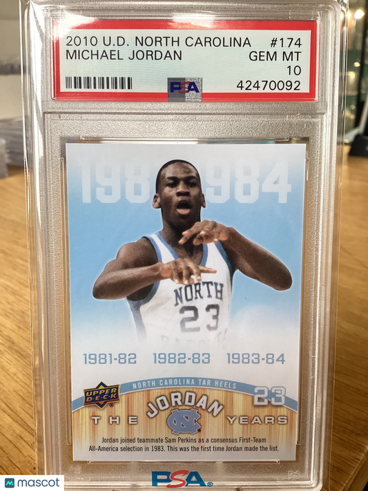 2010 Upper Deck North Carolina Michael Jordan #174 PSA 10