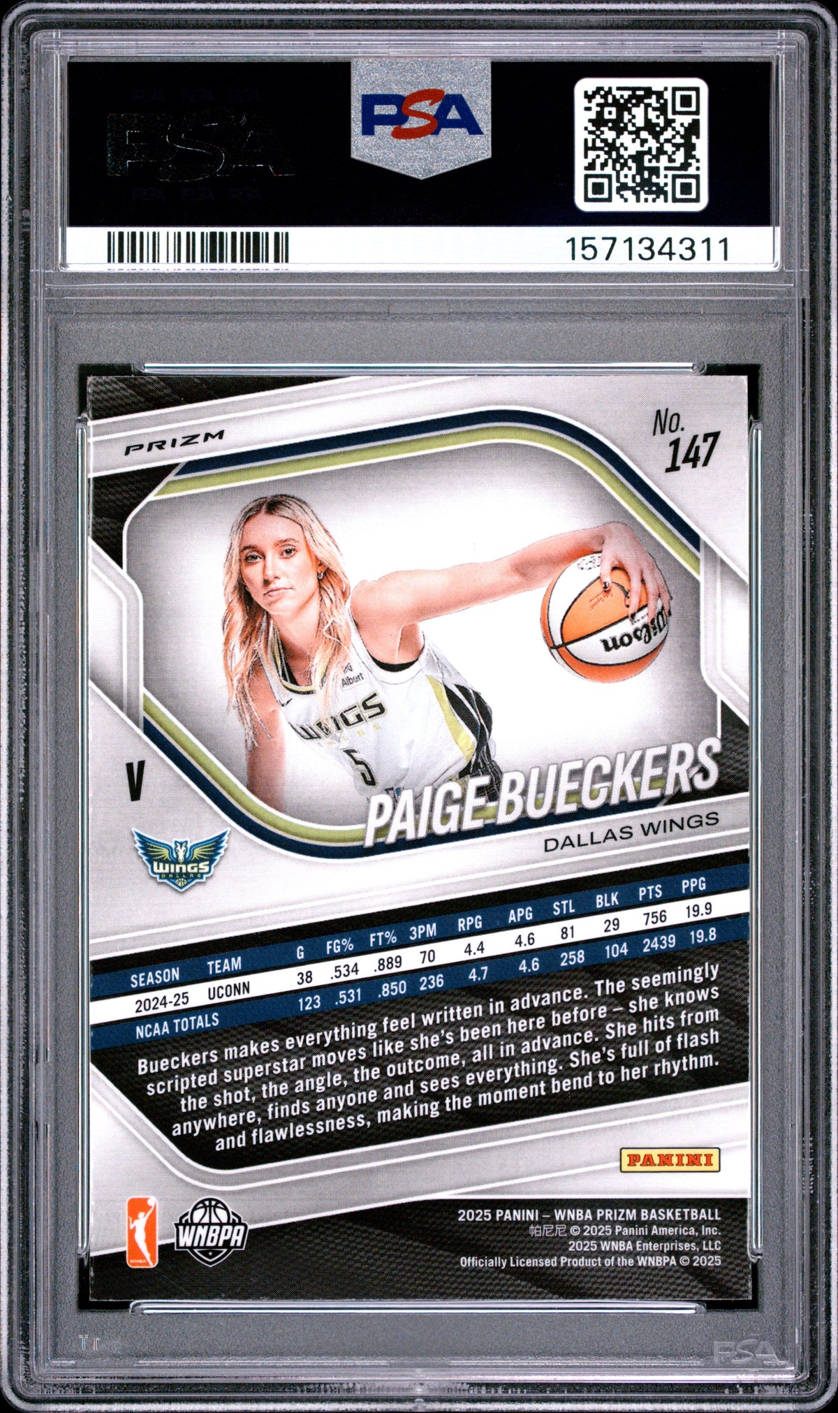 2025 Panini Prizm WNBA Paige Bueckers #147 Logo PSA 9