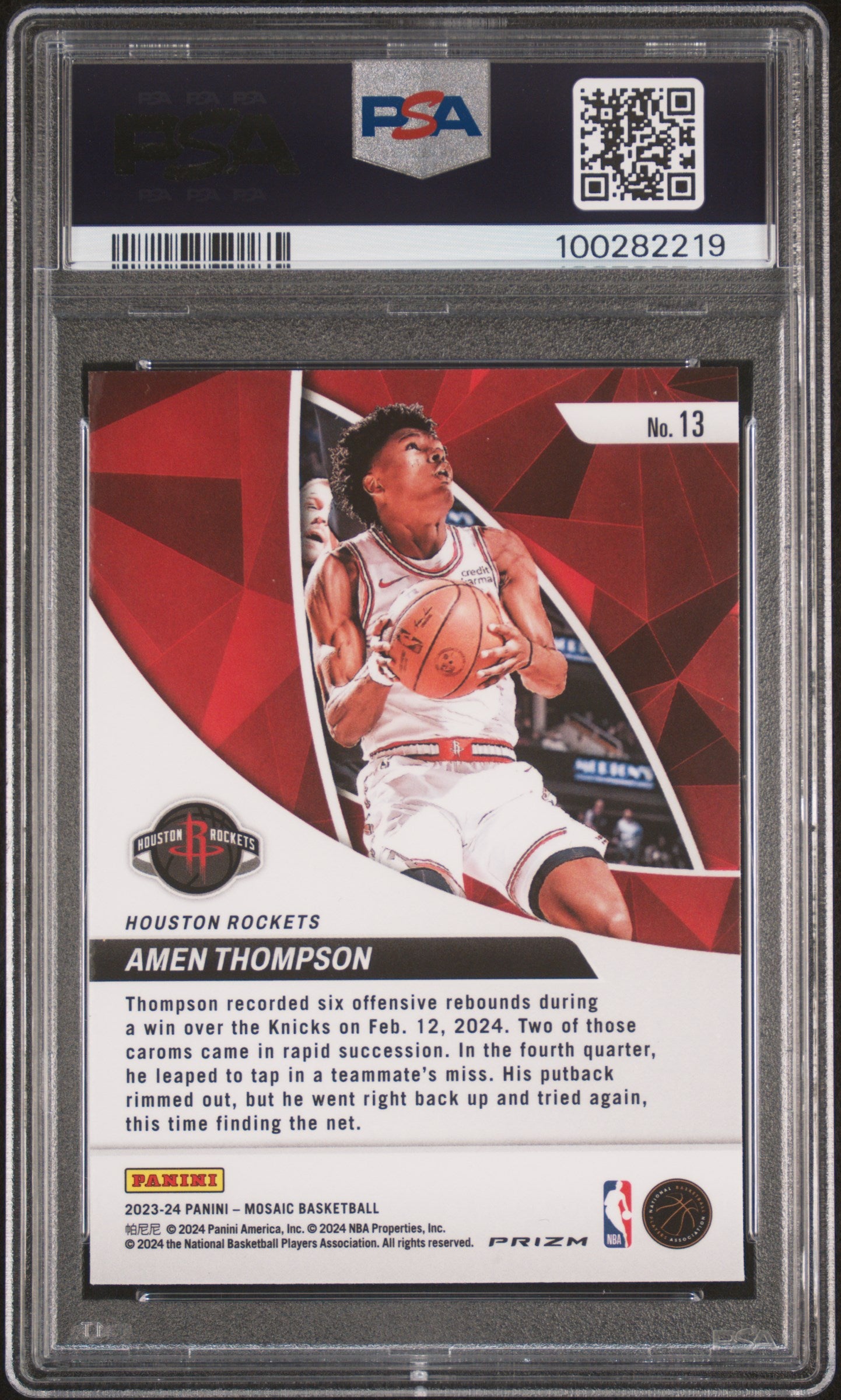 2023 Panini Mosaic Elevate Amen Thompson #13 Green PSA 9