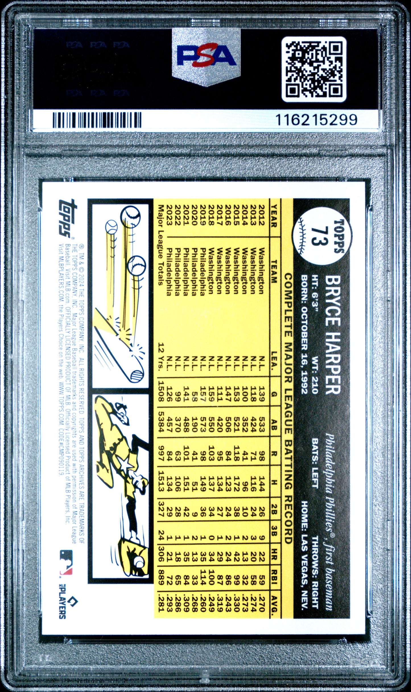 2024 Topps Archives Bryce Harper #73 Black Foilboard PSA 10
