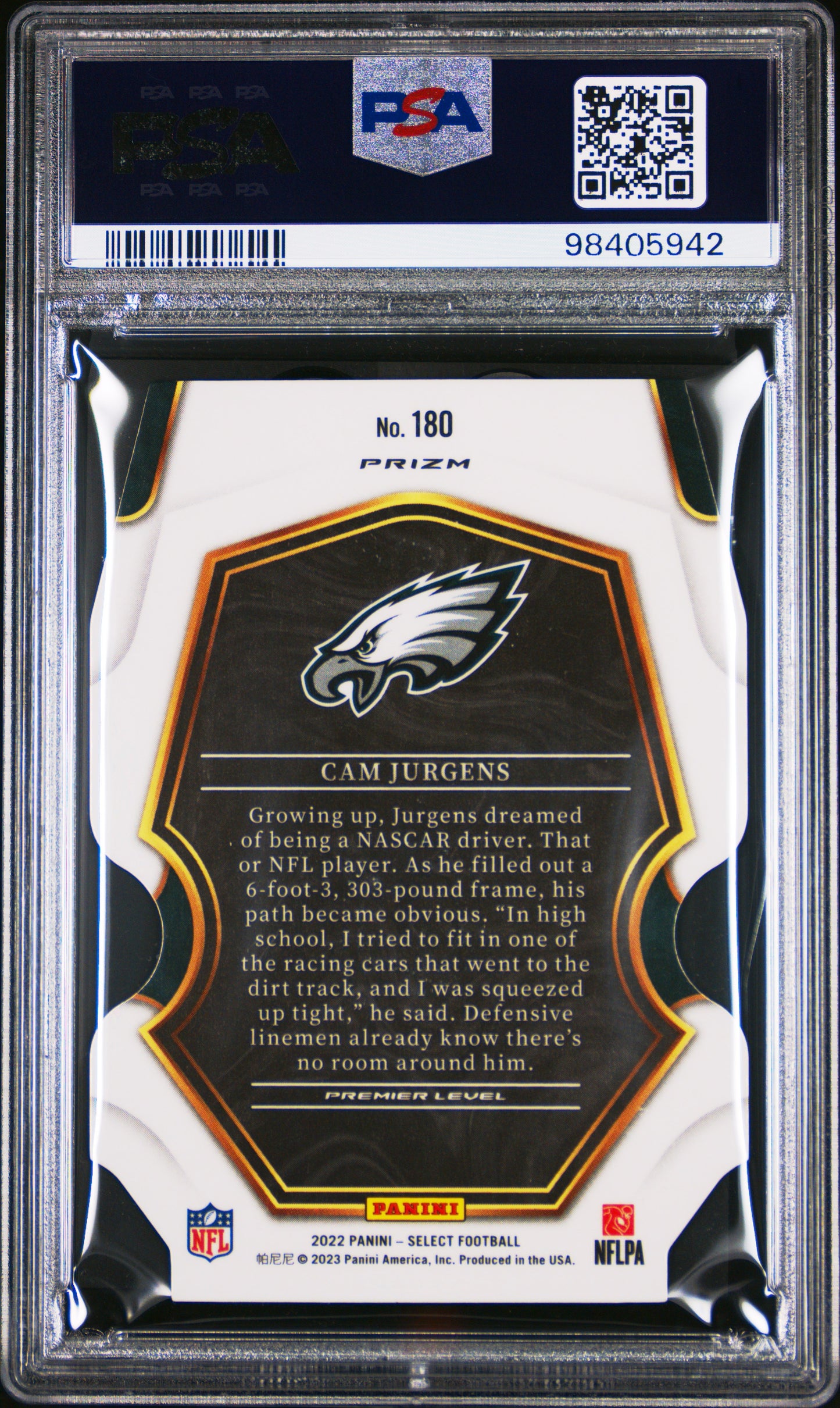 2022 Panini Select Cam Jurgens #180 Die Cut Zebra Prizm PSA 9