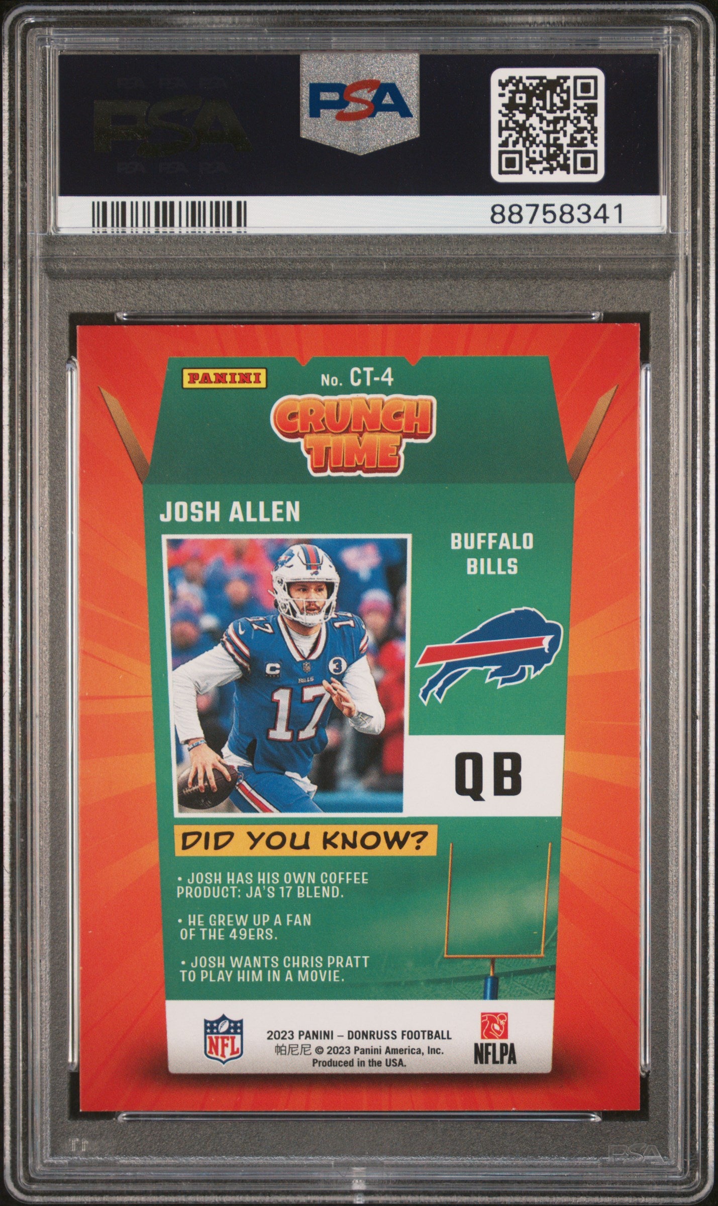2023 Panini Donruss Crunch Time Josh Allen #CT4 PSA 9