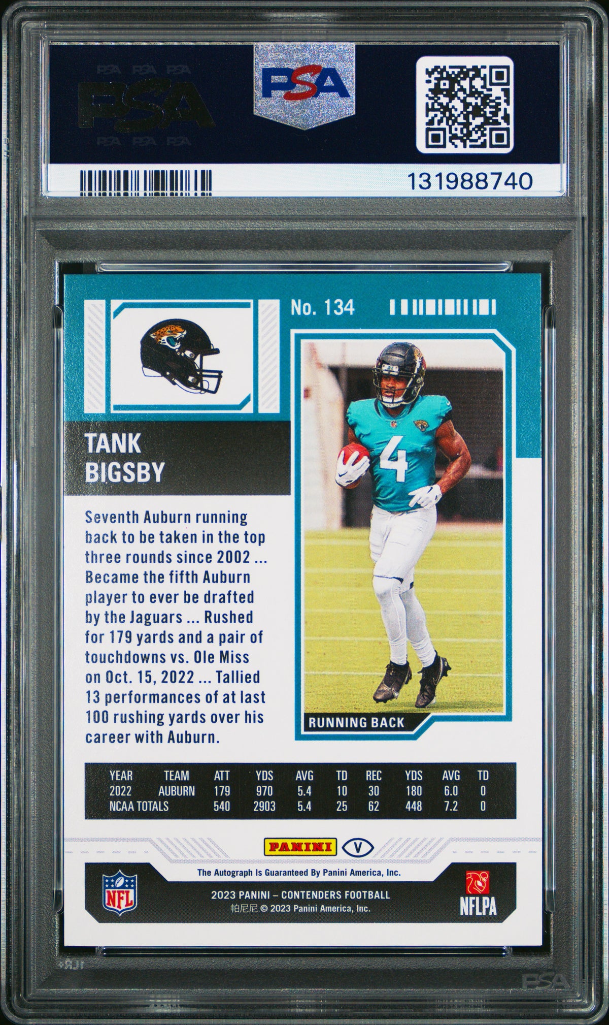 2023 Panini Contenders Tank Bigsby #134 Var Auto Conference Ticket 52/75 PSA 9