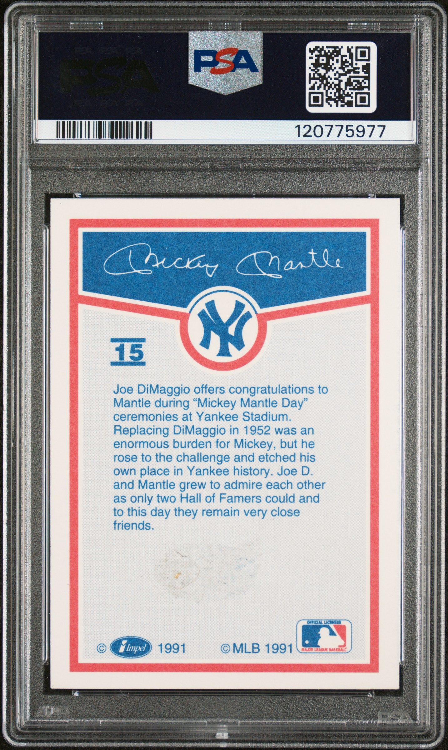 1991 Impel/Line Drive Mantle Mickey Mantle #15 PSA 2