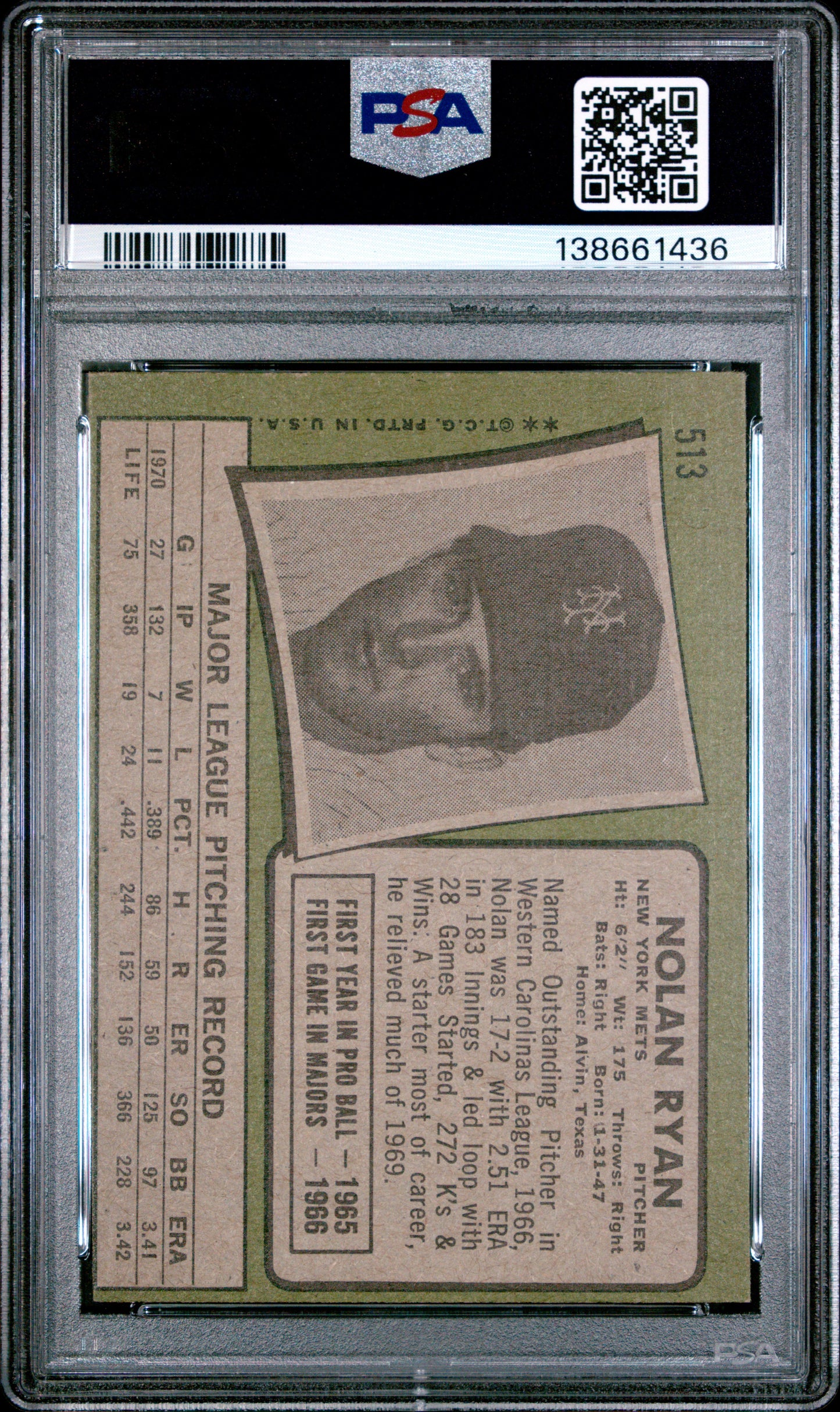 1971 Topps Nolan Ryan #513 PSA 4
