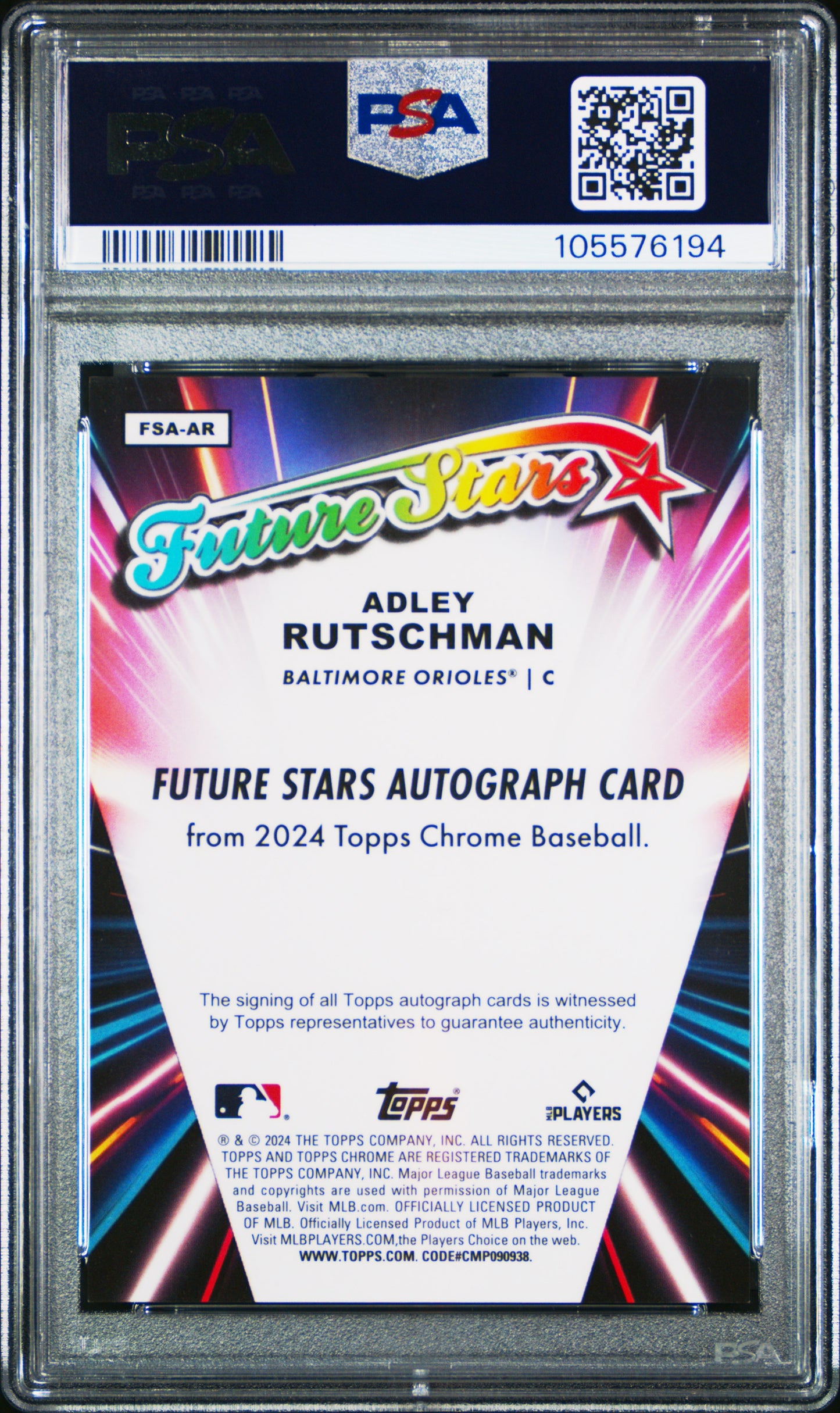 2024 Topps Chrome Update Future Stars Auto Adley Rutschman #FSAAR Red /5 PSA 9