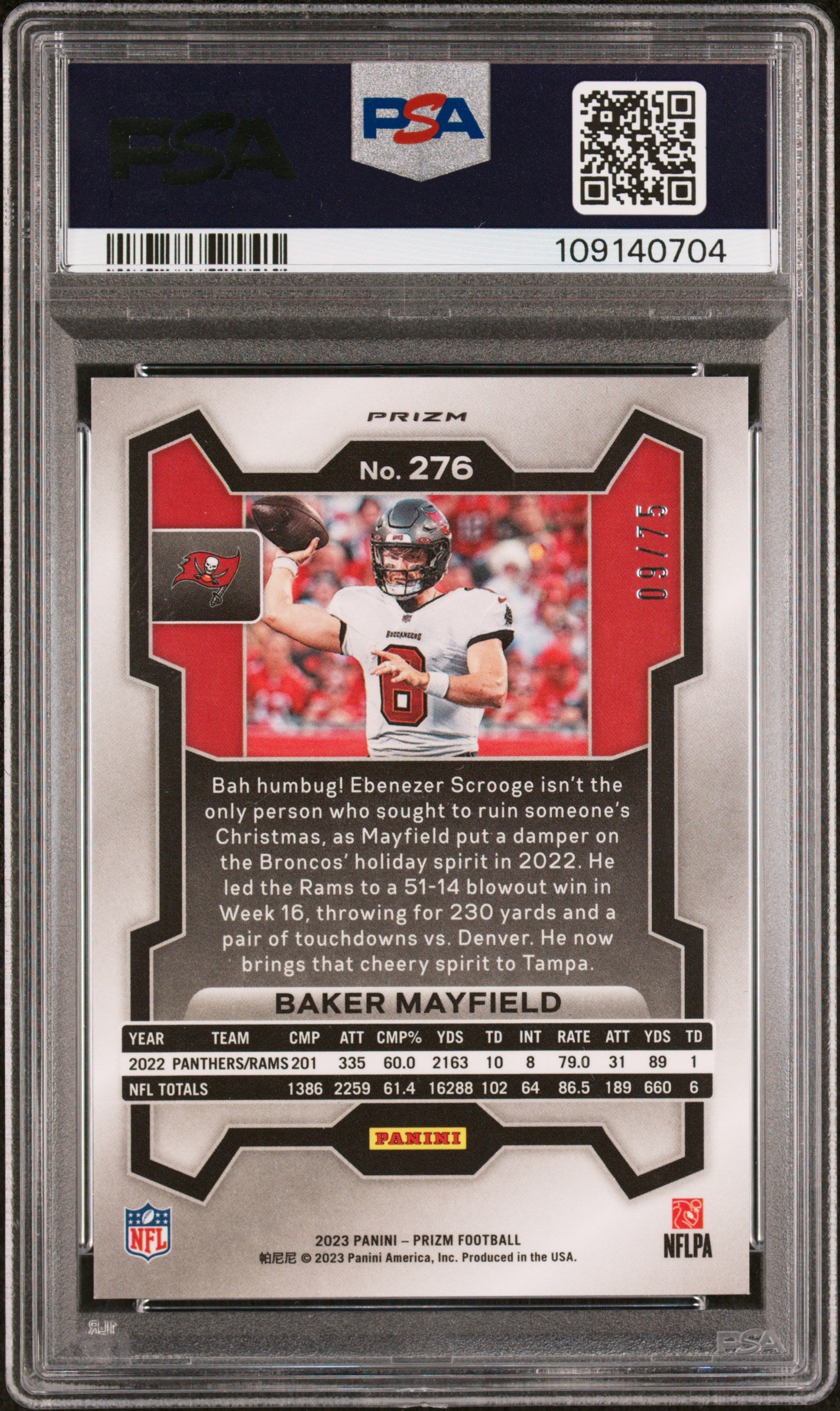2023 Panini Prizm Baker Mayfield #276 Green Scope PSA 10