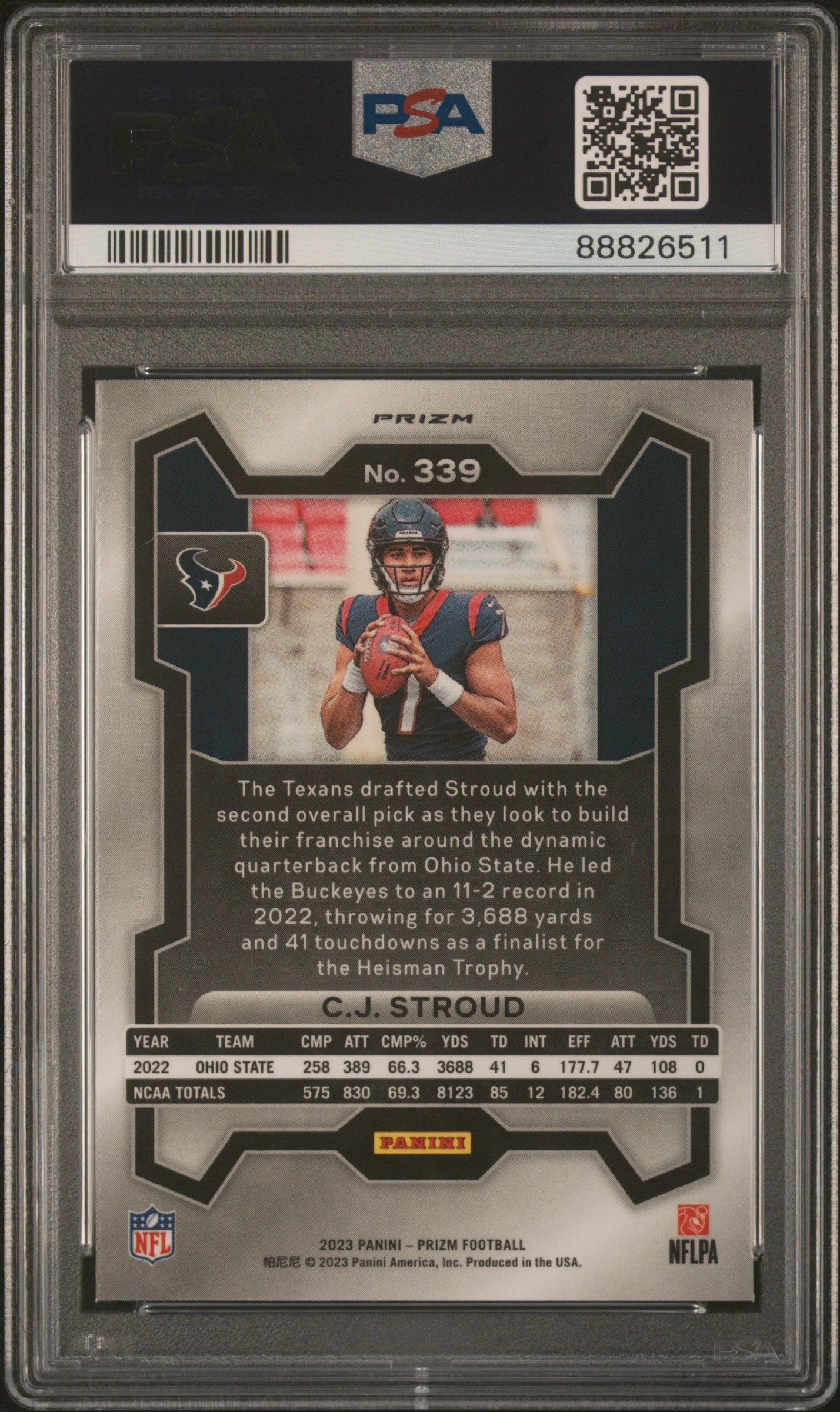2023 Panini Prizm CJ Stroud #339 Lazer PSA 10